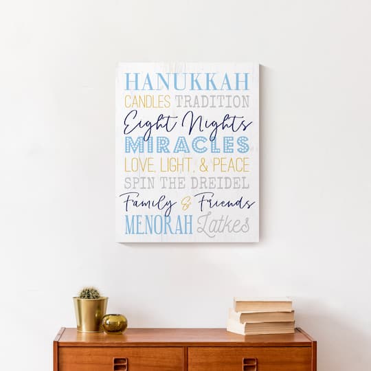 Hanukkah Words and Phrases 16x20 Canvas Wall Art